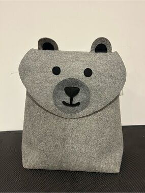 Stackers Grey Felt Bear Laundry Hamper